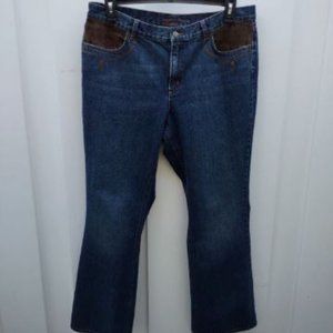 Lauren Jeans Co Womens 16 Ralph Lauren Jeans Suede Leather Pockets Bootcut Rode